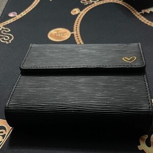 Black Clutch Wallet by SimpleShopz with Gold Heart and Gold Hardware Detail